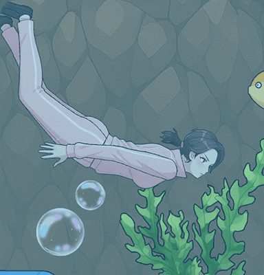 Tricky Story Story 1: The Perfect Revenge уровень 14: Помогите Анне отдышаться под водой — скриншот сцены