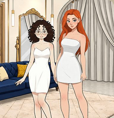 Tricky Story Story 2: Hidden Heiress уровень 37: Помогите Райли и Мэдди выбрать идеальные наряды для выпускного вечера — скриншот сцены