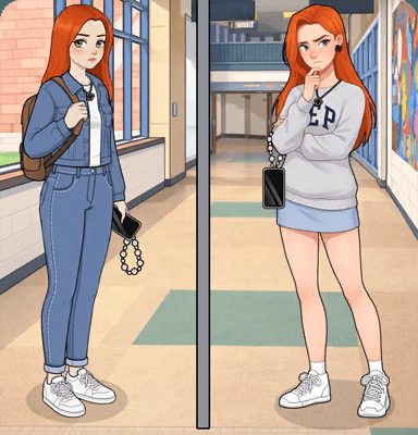 Tricky Story Story 2: Hidden Heiress уровень 43: Помогите Райли осознать отличие Мэдди — скриншот сцены