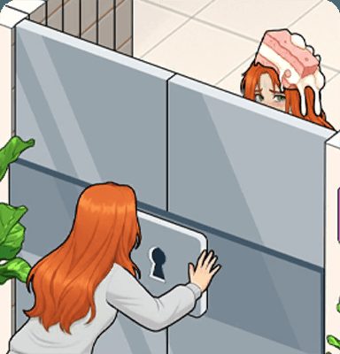 Tricky Story Story 2: Hidden Heiress уровень 49: Помогите Райли спасти Мэдди из дамской комнаты — скриншот сцены