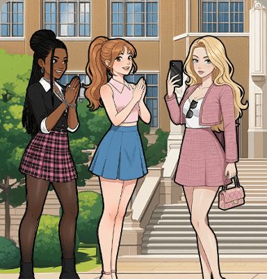 Tricky Story Story 2: Hidden Heiress уровень 5: Помогите Лекси и Дженне оценить Клэр — скриншот сцены