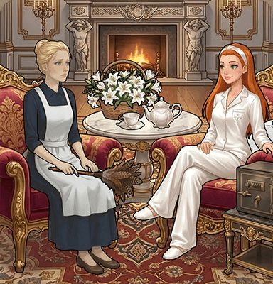 Tricky Story Story 2: Hidden Heiress уровень 64: Помогите Райли позаботиться о Линде и подбодрить ее — скриншот сцены